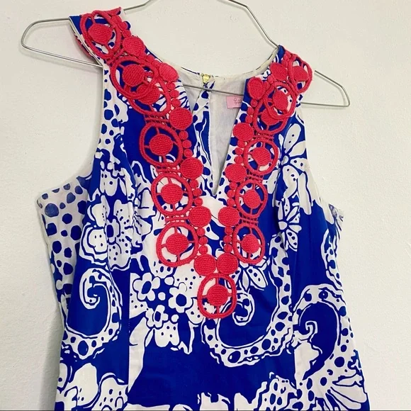 Lily Pulitzer Floral Blue and Red Sleeveless Dress - Picture 3 of 11